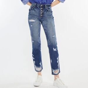 Women's Distressed KanCan Blue Jeans